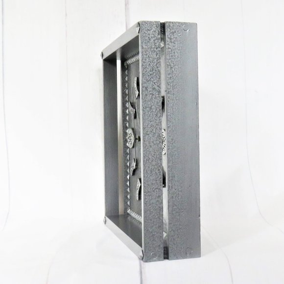 Silver Wall Clock Hammered Metal Paint Finish Square Clock.....924 - Picture 5 of 8